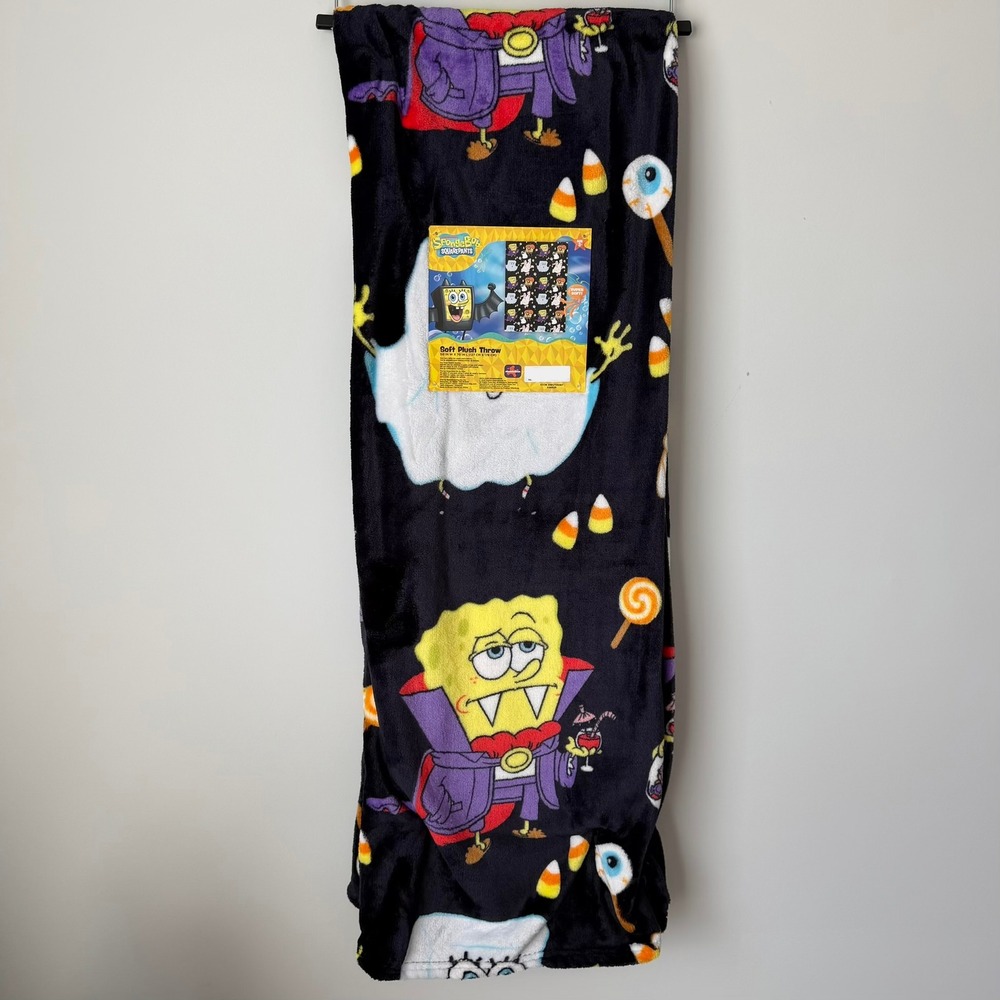New SpongeBob SquarePants Halloween Throw Blanket Black Vampire Patrick Mummy